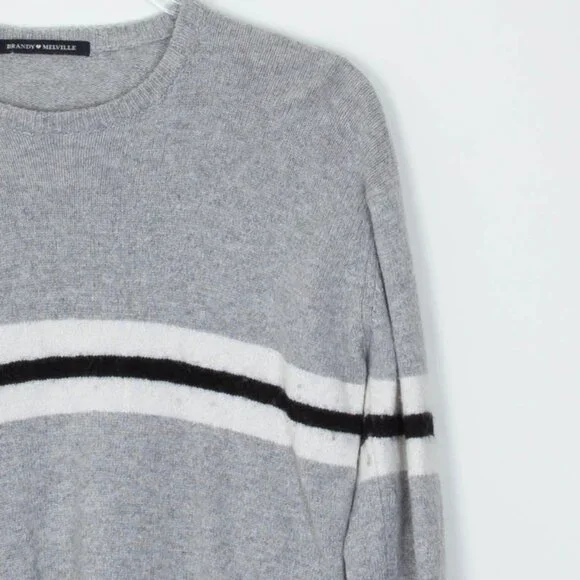 Brandy Melville Wool Cashmere Blend Long Sleeve Gray‎ Striped Sweater - Picture 5 of 9